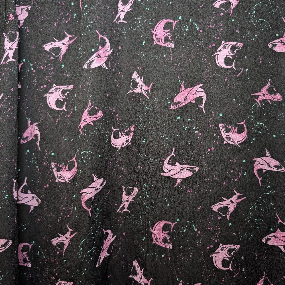 Like New Torrid Universal Jaws Georgette Blouse Shark Print - Picture 8 of 11